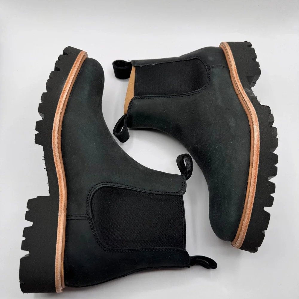Nisolo Go-To Lug Chelsea Boot‎ Black Leather Lug Sole Women's 11 New in Box